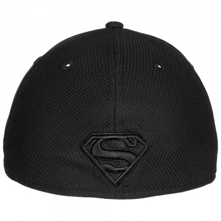Superman Symbol Black on Black New Era 39Thirty Fitted Hat